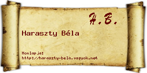 Haraszty Béla névjegykártya